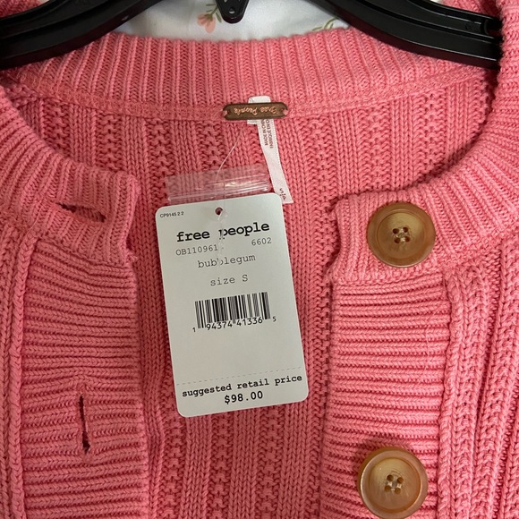 💗NWT Free People All Yours Cardigan in Bubblegum - Picture 13 of 14